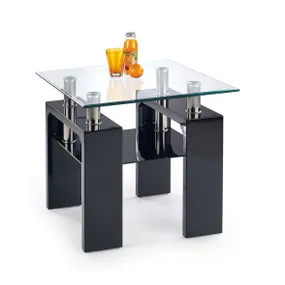 Журнальный стол стеклянный HALMAR DIANA H KWADRAT, 60x60 см, черный лакированный фото