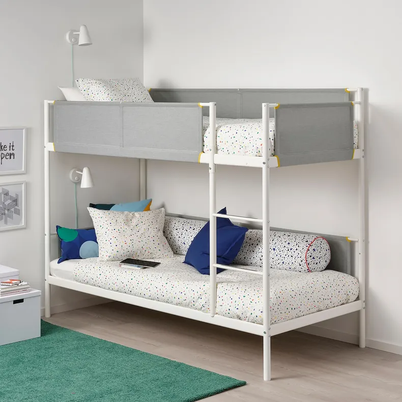 IKEA VITVAL ВИТВАЛ, каркас 2-ярусной кровати, белый / светло-серый, 90x200 см 804.112.72 фото №4