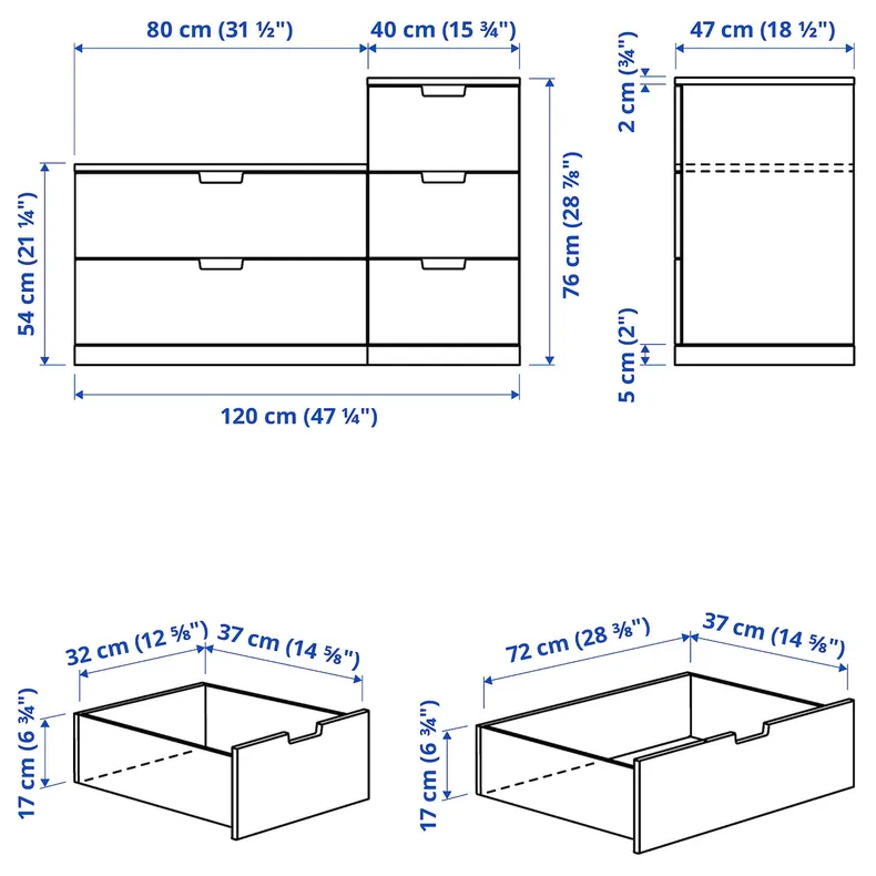 IKEA NORDLI НОРДЛІ, комод із 5 шухлядами, білий, 120x76 см 492.480.33 фото №5