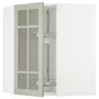 IKEA METOD МЕТОД, кутова настін шафа / об сек / скл двер, білий / Стенсунд світло-зелений, 68x80 см 094.874.31 фото