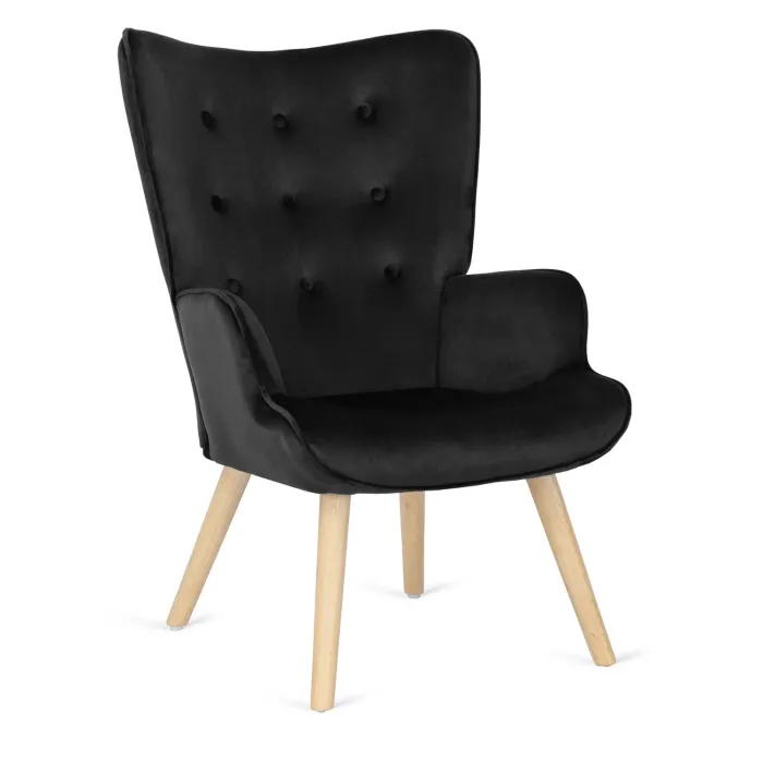Крісло м'яке оксамитове з підставкою для ніг MEBEL ELITE LOZANO Velvet, Чорний фото №9