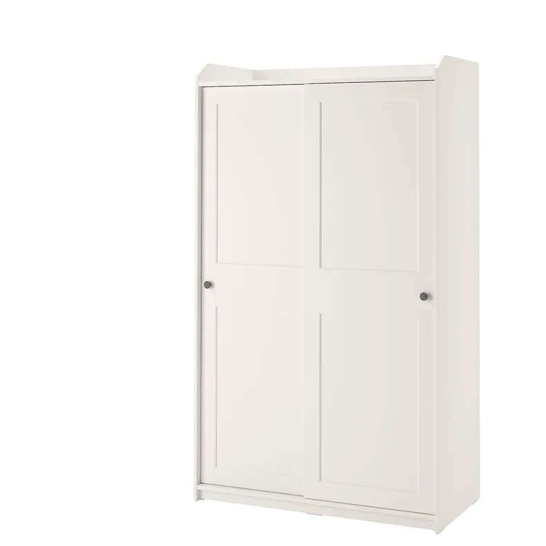 IKEA HAUGA ХАУГА, гардероб с раздвижными дверями, белый, 118x55x199 см 604.569.16 фото №1