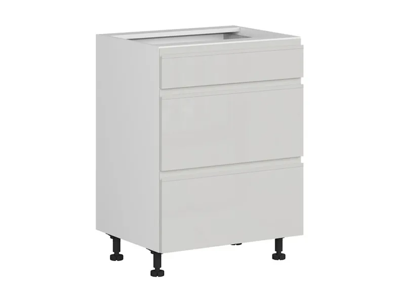 BRW Кухонный цокольный шкаф Sole 60 см с выдвижными ящиками светло-серый глянец, альпийский белый/светло-серый глянец FH_D3S_60/82_2STB/STB-BAL/XRAL7047 фото №2