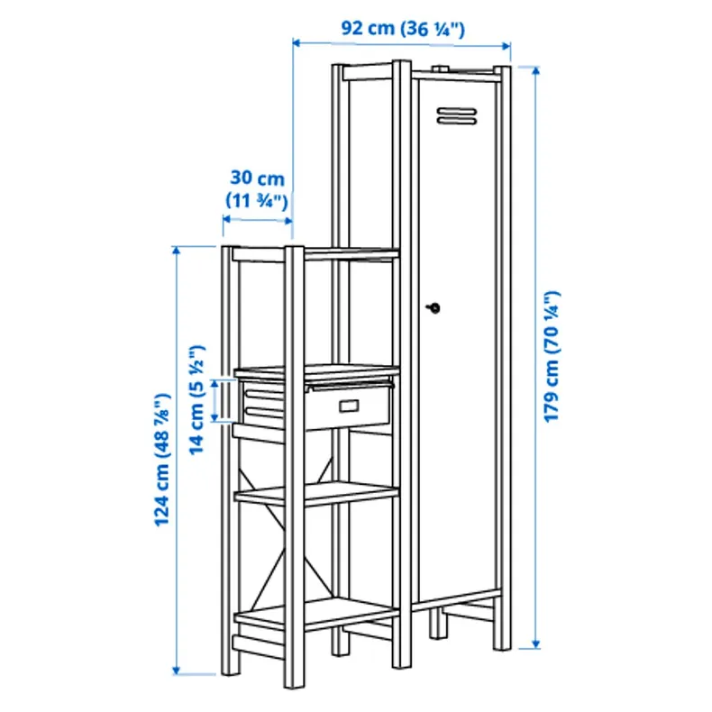 IKEA IVAR ІВАР, 2 секції / полиці / шафа, сосна / біла, 92x30x179 см 794.038.24 фото №3