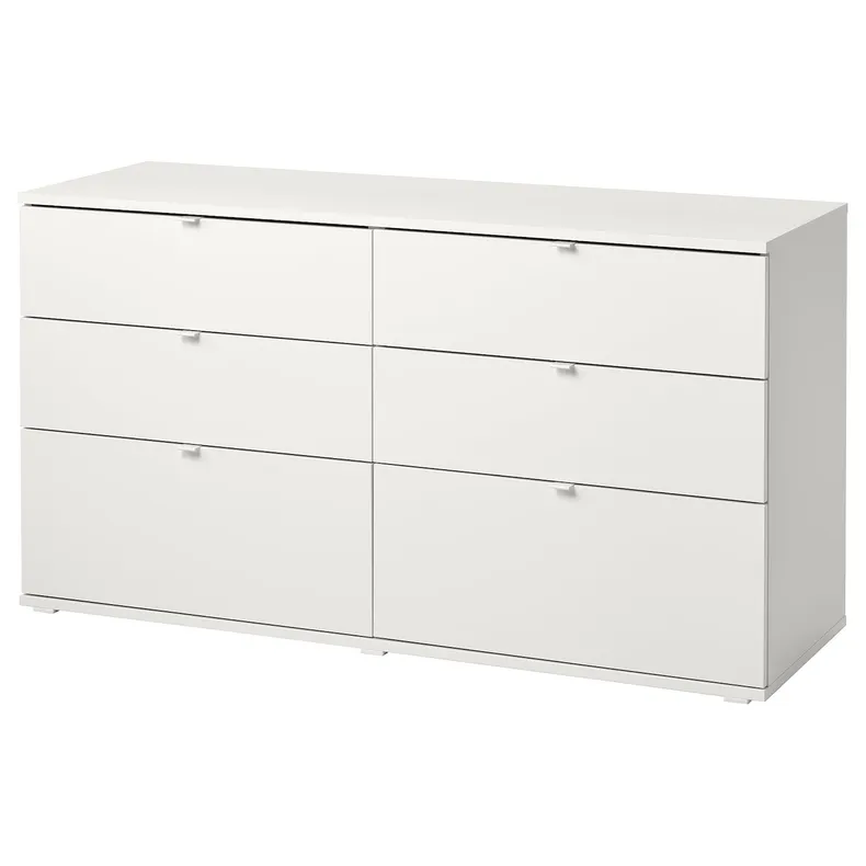IKEA VIHALS ВИХАЛС, комод с 6 ящиками, белая / фиксирующая / разблокирующая функция, 140x47x75 см 804.901.13 фото №1