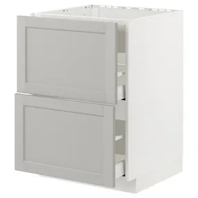 IKEA METOD МЕТОД / MAXIMERA МАКСИМЕРА, шкаф д / варочн панели / вытяжка / ящик, белый / светло-серый, 60x60 см 494.777.79 фото