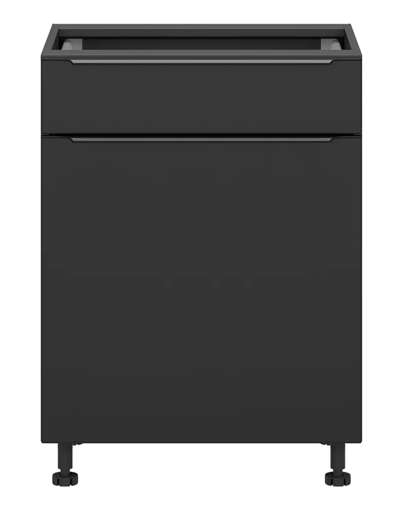 BRW Кухонна шафа Sole L6 60 см ліва з висувною шухлядою з плавним закриттям чорний матовий, чорний/чорний матовий FM_D1S_60/82_L/STB-CA/CAM фото №1
