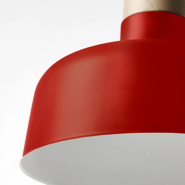IKEA BUNKEFLO БУНКЕФЛУ, подвесной светильник, красный / берёзовый, 36 см 205.591.72 фото №2