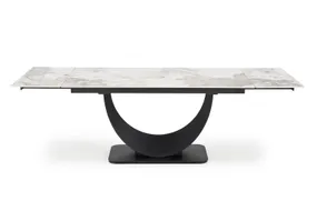 Розкладний стіл HALMAR FERNANDO 160-240х92 с м, стільниця - білий мармур, ніжки - чорні фото