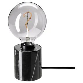 IKEA MARKFROST МАРКФРОСТ / MOLNART МОЛНАРТ, настольная лампа с лампочкой, черное / серое прозрачное стекло, 125 мм 594.818.94 фото