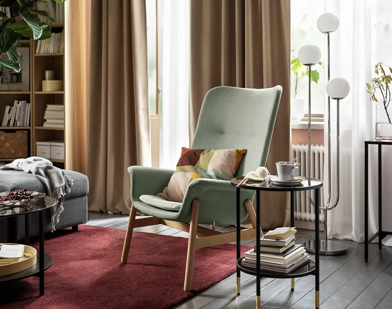 IKEA VEDBO ВЕДБУ, кресло c высокой спинкой, Окрашен в светло-зеленый цвет 305.522.26 фото №2