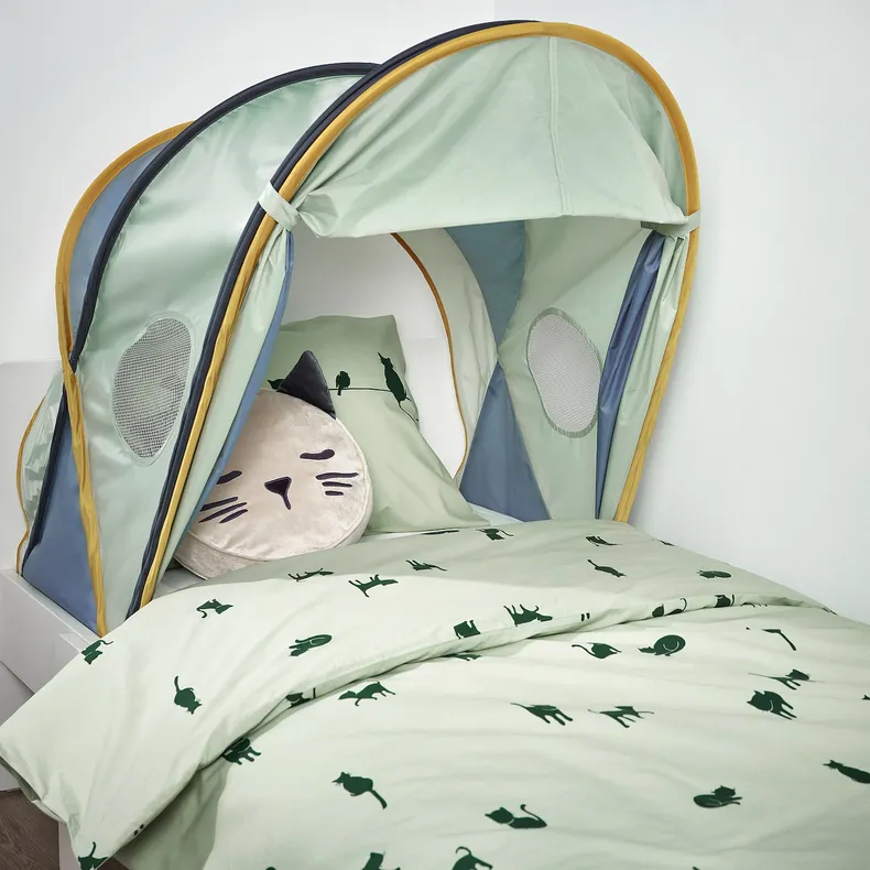 IKEA ELDFLUGA ЕЛЬДФЛУГА, завіса для ліжка, синій/зелений, 70/80/90 105.421.15 фото №5