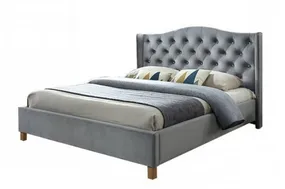 Двуспальная кровать SIGNAL ASPEN Velvet, Серый / Дуб, 160x200 фото