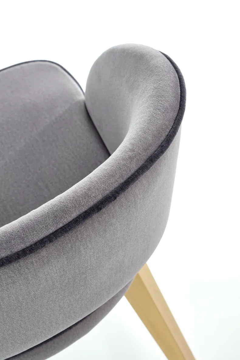 Кухонный стул бархатный HALMAR MARINO Velvet, серый MONOLITH 85 / дуб медовый фото №6