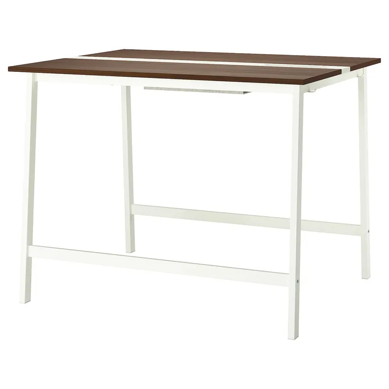 IKEA MITTZON МІТТЗОН, стіл для конференцій, шпон волоського горіха/білий, 140x108x105 см 695.334.73 фото №1