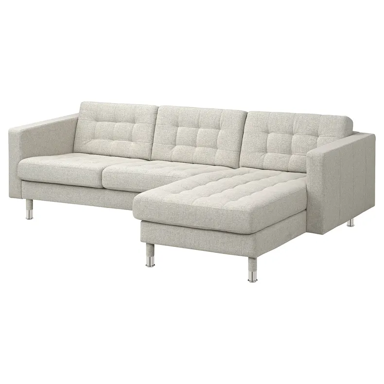 IKEA LANDSKRONA ЛАНДСКРУНА, 3-місний диван, з металевим шезлонгом Gunnared / бежевий 394.353.32 фото №1