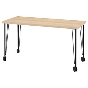 IKEA LAGKAPTEN ЛАГКАПТЕН / KRILLE КРІЛЛЕ, письмовий стіл, під білений дуб чорний, 140x60 см 495.099.78 фото