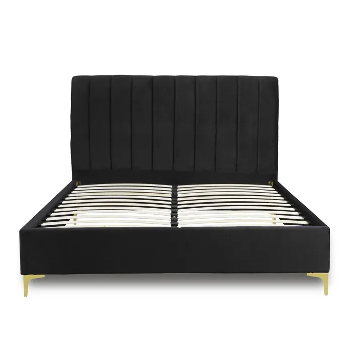 Ліжко двоспальне оксамитове MEBEL ELITE MARCELO Velvet, 160x200 см, чорний фото №8