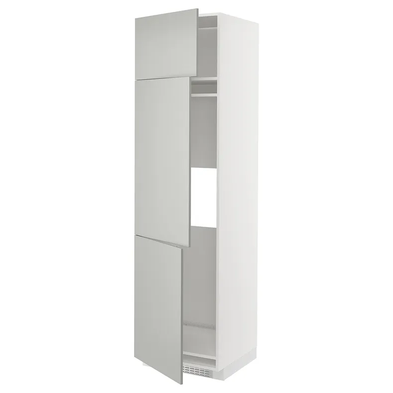 IKEA METOD МЕТОД, высокий шкаф д / холод / мороз / 3 дверцы, белый / светло-серый, 60x60x220 см 595.382.30 фото №1
