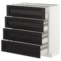 IKEA METOD МЕТОД / MAXIMERA МАКСИМЕРА, напольн шкаф 4 фронт панели / 4 ящика, белый / Лерхиттан с черными пятнами, 80x37 см 992.568.03 фото thumb №1