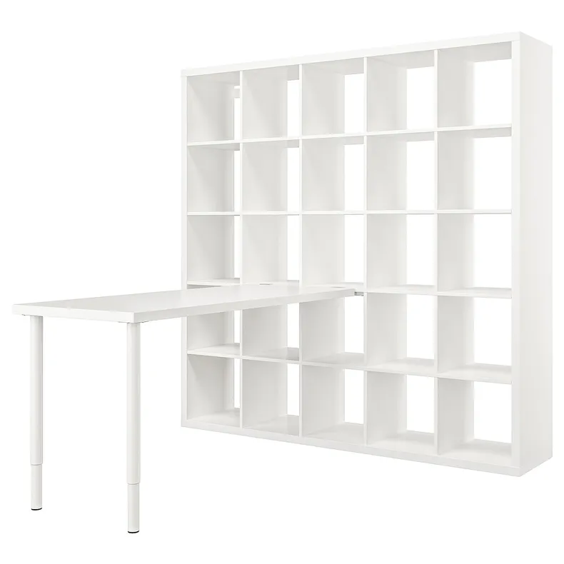 IKEA KALLAX КАЛЛАКС / LAGKAPTEN ЛАГКАПТЕН, стол, комбинация, белый, 182x179x182 см 694.816.81 фото №1