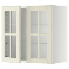 IKEA METOD МЕТОД, навесной шкаф / полки / 2стеклян двери, белый / бодбинские сливки, 60x60 см 293.949.78 фото