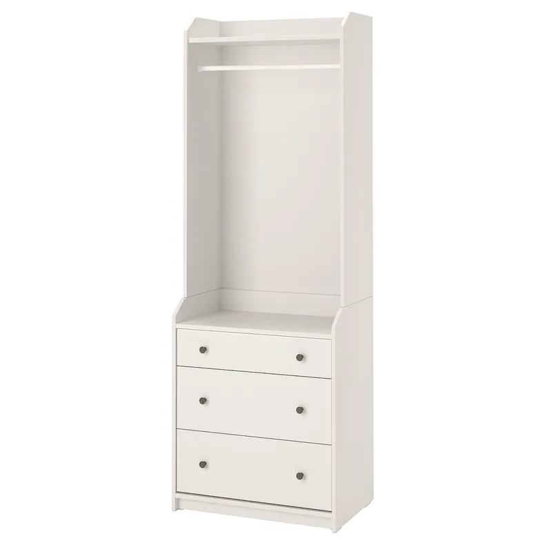 IKEA HAUGA ХАУГА, открытый гардероб с 3 ящиками, белый, 70x199 см 404.569.22 фото №1