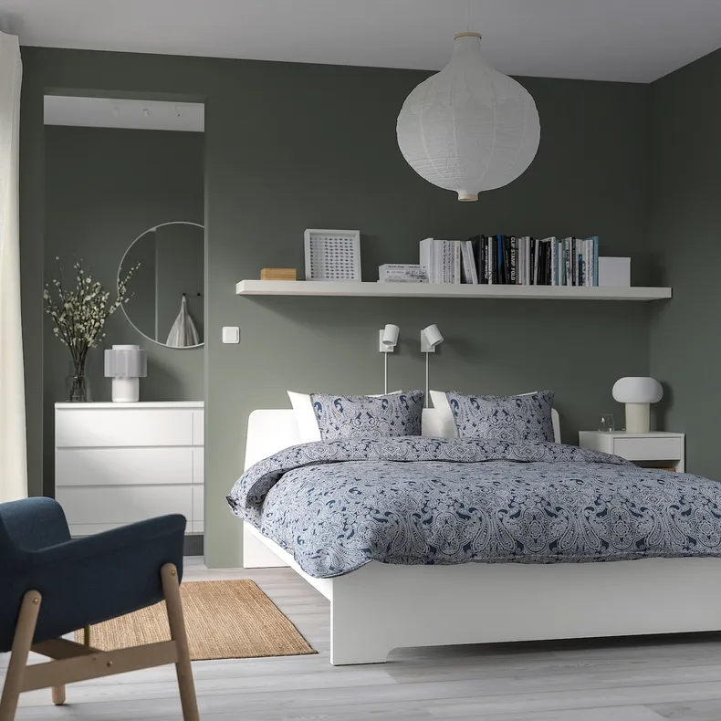IKEA ASKVOLL АСКВОЛЬ, каркас кровати, белый / Линдбоден, 160x200 см 694.948.72 фото №2