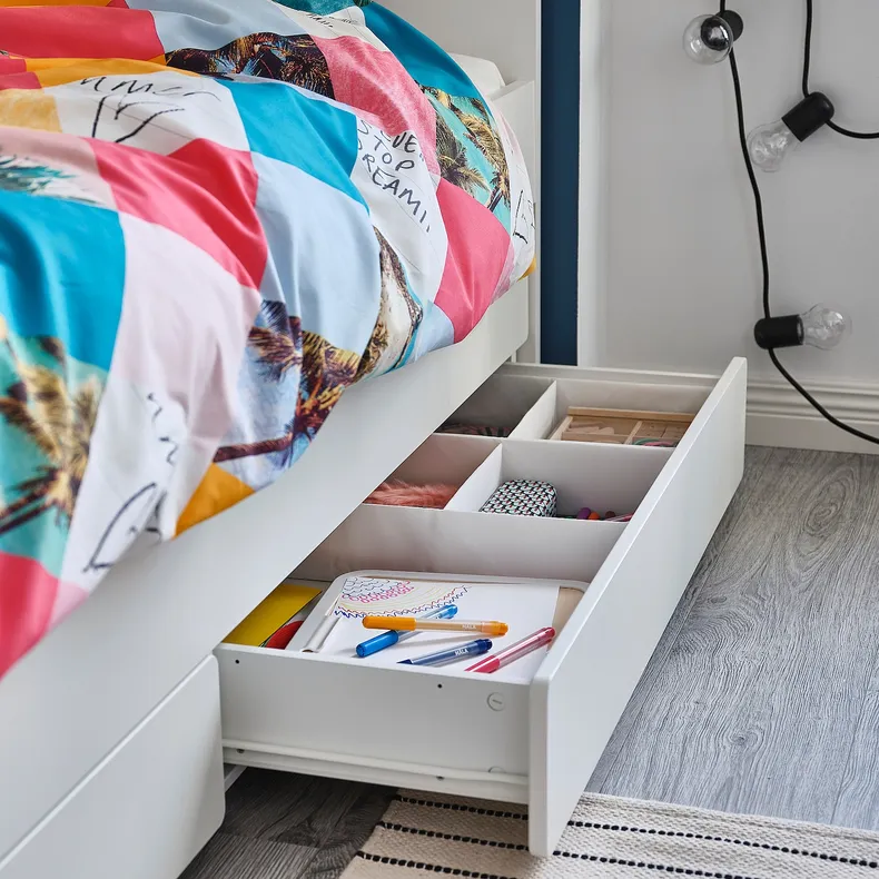 IKEA SLÄKT СЛЭКТ, выдвижная кровать с ящиком, белый, 90x200 см 992.394.51 фото №4