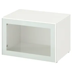 IKEA BESTÅ БЕСТО, стеллаж со стеклянн дверью, белый Стекловик / белый / светло-зеленый Прозрачное стекло, 60x42x38 см 494.891.12 фото