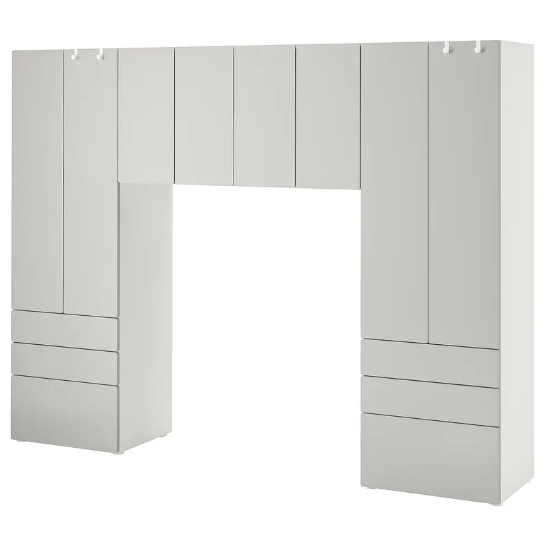 IKEA SMÅSTAD СМОСТАД / PLATSA ПЛАТСА, комбинация д / хранения, белый / серый, 240x42x181 см 094.290.16 фото №1