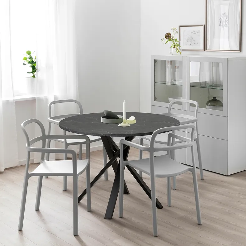 IKEA MARIEDAMM МАРІЕДАММ, стіл, чорний імітація мармуру, 105 см 704.926.45 фото №4