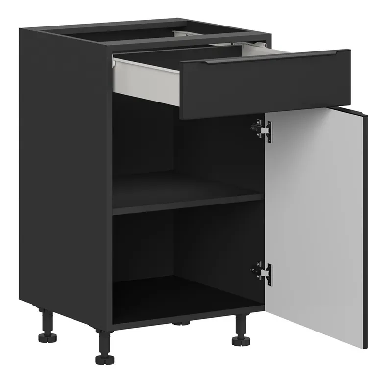 BRW Кухонный шкаф Sole L6 50 см правый с выдвижным ящиком черный матовый, черный/черный матовый FM_D1S_50/82_P/SMB-CA/CAM фото №3