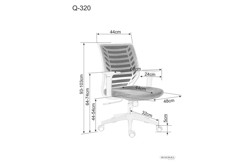 Стілець офісний поворотний SIGNAL Q-320, сірий / синій фото №34