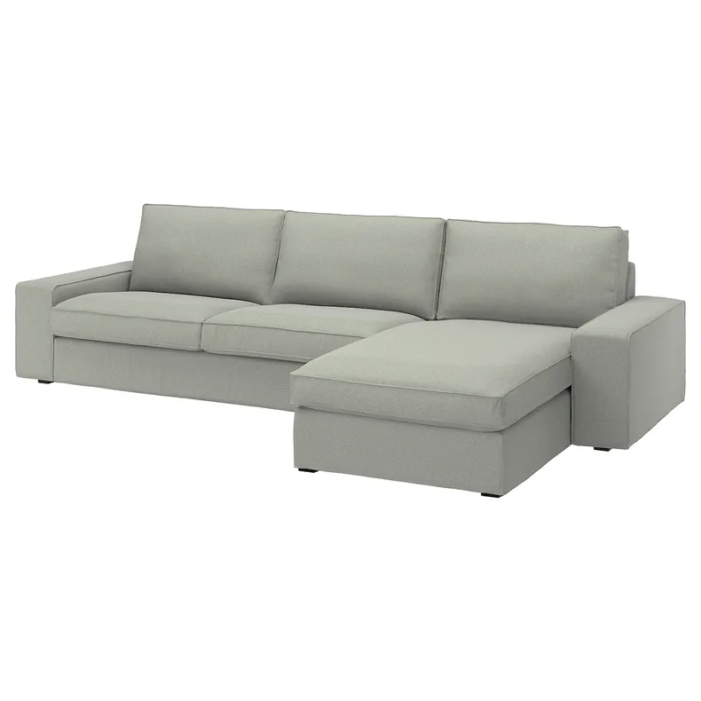 IKEA KIVIK КІВІК, 4-місний диван із кушеткою, Гарматний світло-зелений 994.847.82 фото №1
