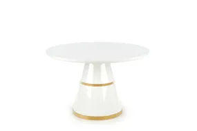 Кухонний стіл HALMAR VEGAS 120x120 см, стільниця - білий, ніжка - білий/золото фото