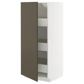 IKEA METOD МЕТОД / MAXIMERA МАКСИМЕРА, высокий шкаф с ящиками, белый/гавсторпский коричневый/бежевый, 60x60x140 см 395.588.89 фото