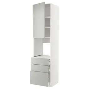IKEA METOD МЕТОД / MAXIMERA МАКСИМЕРА, высокий шкаф д / духовки / дверь / 3ящика, белый / светло-серый, 60x60x240 см 795.389.84 фото