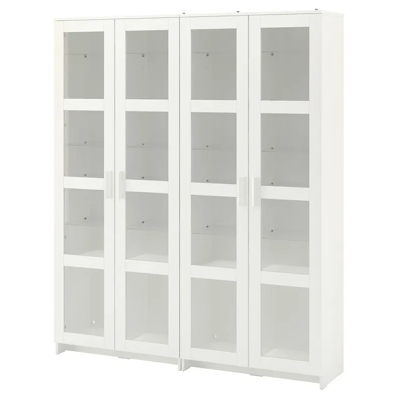 IKEA BRIMNES БРІМНЕС, комбін д / зберіг зі склян дверцятами, білий, 160x35x190 см 492.782.37 фото №1