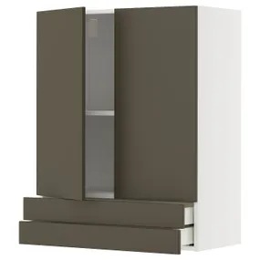 IKEA METOD МЕТОД / MAXIMERA МАКСИМЕРА, навесной шкаф/2дверцы/2ящика, белый/гавсторпский коричневый/бежевый, 80x100 см 595.584.02 фото