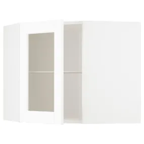IKEA METOD МЕТОД, кутова настін шафа, полиці / скл двер, білий Енкопінг / білий імітація дерева, 68x60 см 294.736.02 фото