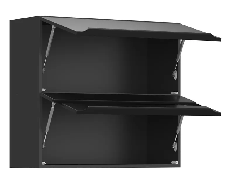 BRW Верхня кухонна шафа Sole L6 80 см з нахиленим дисплеєм чорний матовий, чорний/чорний матовий FM_G2O_80/72_OV/O-CA/CAM фото №3