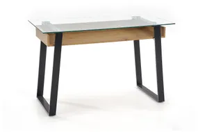 Письмовий стіл HALMAR B36 120x60 см чорний, дуб золотистий фото
