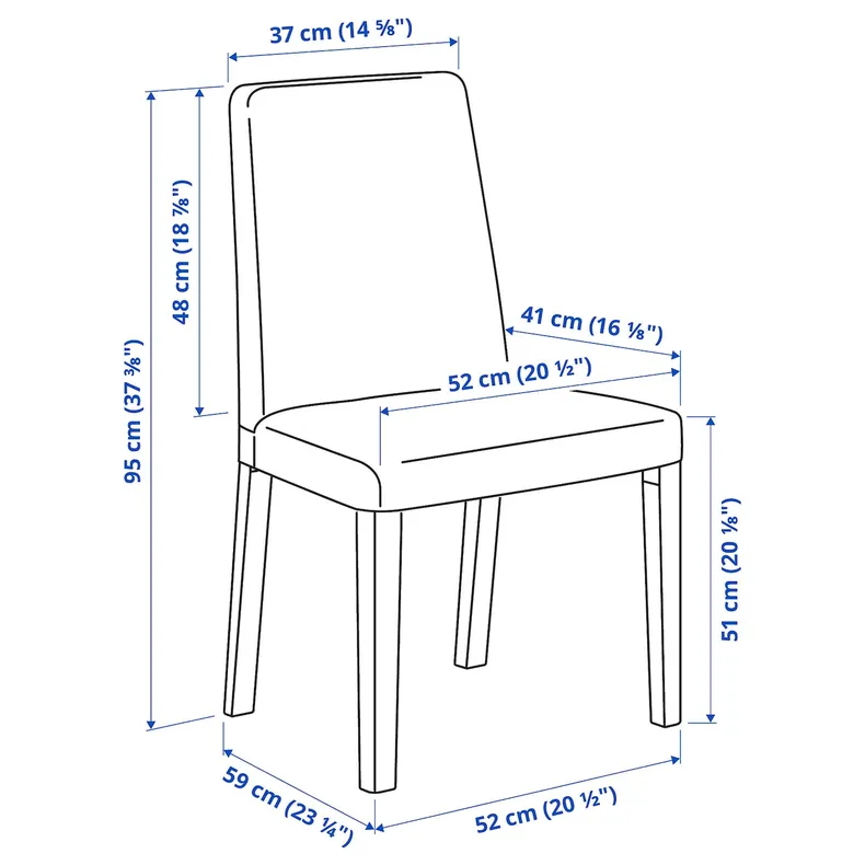 IKEA EKEDALEN ЭКЕДАЛЕН / BERGMUND БЕРГМУНД, стол и 4 стула, имит. дуб / серебристый средний, 120 / 180 см 794.084.78 фото №5