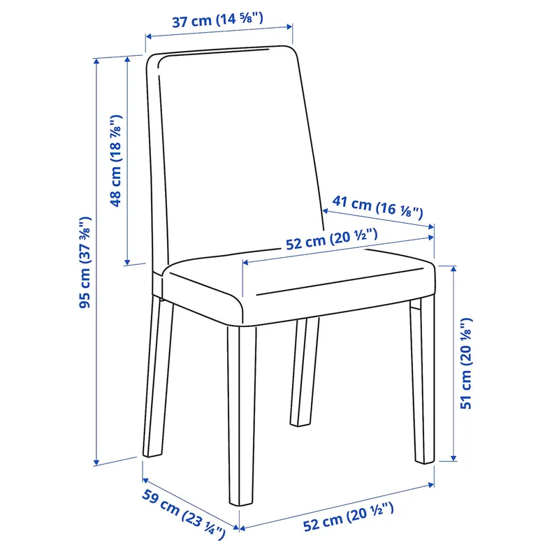 IKEA EKEDALEN ЕКЕДАЛЕН / BERGMUND БЕРГМУНД, стіл+4 стільці, імітація. дуб / ганнар середньо-сірий, 120 / 180 см 794.084.78 фото №5