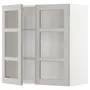 IKEA METOD МЕТОД, настінна шафа, полиці / 2 склх дверц, білий / світло-сірий Lerhyttan, 80x80 см 894.701.39 фото