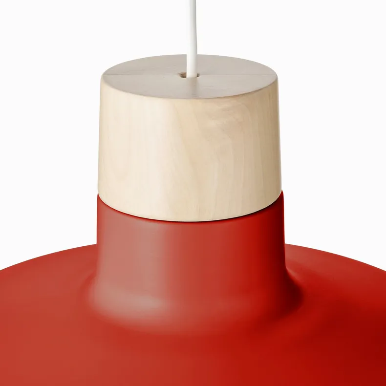 IKEA BUNKEFLO БУНКЕФЛУ, подвесной светильник, красный / берёзовый, 36 см 205.591.72 фото №3