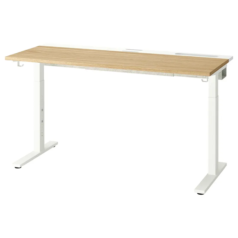 IKEA MITTZON МИТТЗОН, письменный стол, дуб / белый, 140x60 см 395.280.53 фото №1