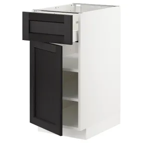 IKEA METOD МЕТОД / MAXIMERA МАКСИМЕРА, напольный шкаф с ящиком / дверцей, белый / Лерхиттан с черными пятнами, 40x60 см 594.628.81 фото