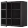 IKEA METOD МЕТОД, навесной шкаф / полки / 2стеклян двери, черный / Лерхиттан с черными пятнами, 80x80 см 794.566.38 фото